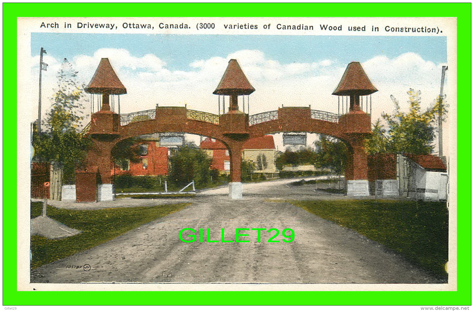 OTTAWA, ONTARIO - ARCH IN DRIVEWAY, VARIETIES OF CANADIAN WOOD USED IN CONSTRUCTION - THE VALENTINE &amp; SONS UNITED  P - Ottawa