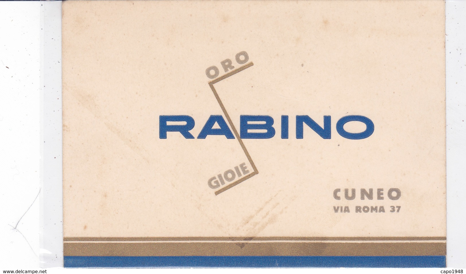 CARD CUNEO CARTONCINO PUBBLICITARIO STILE FUTURISTA RABINO ORO GIOIE  2 SCAN --2-0882-27054-55 - Cuneo