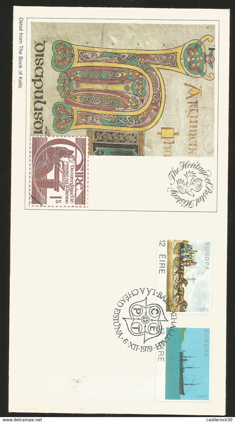 J) 1979 IRELAND, TUMBRIL WITH HORSE, BOAT, FIRST IMPRINT TO IRELANDA, FDC - Storia Postale