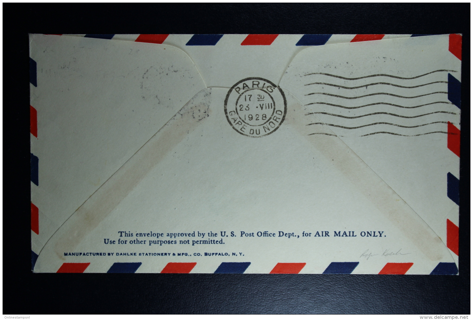 USA 1928 Catapult Flight New York , SS  Ile De France Via Le Havre To Paris  Cover Signed At Back - 1c. 1918-1940 Storia Postale