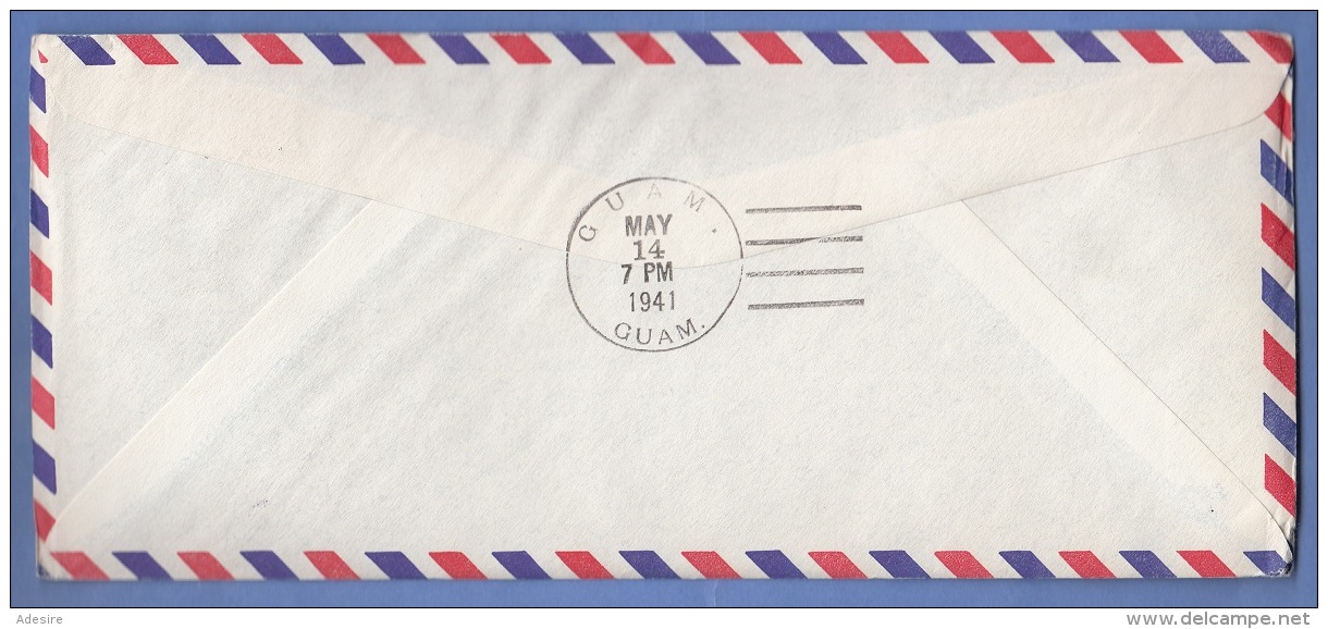 MALAYA (Britisch) 1941 - 2 Fach Frankierung Auf Großen First Flight Cover SINGAPORE - GUAM - Malaya (British Military Administration)