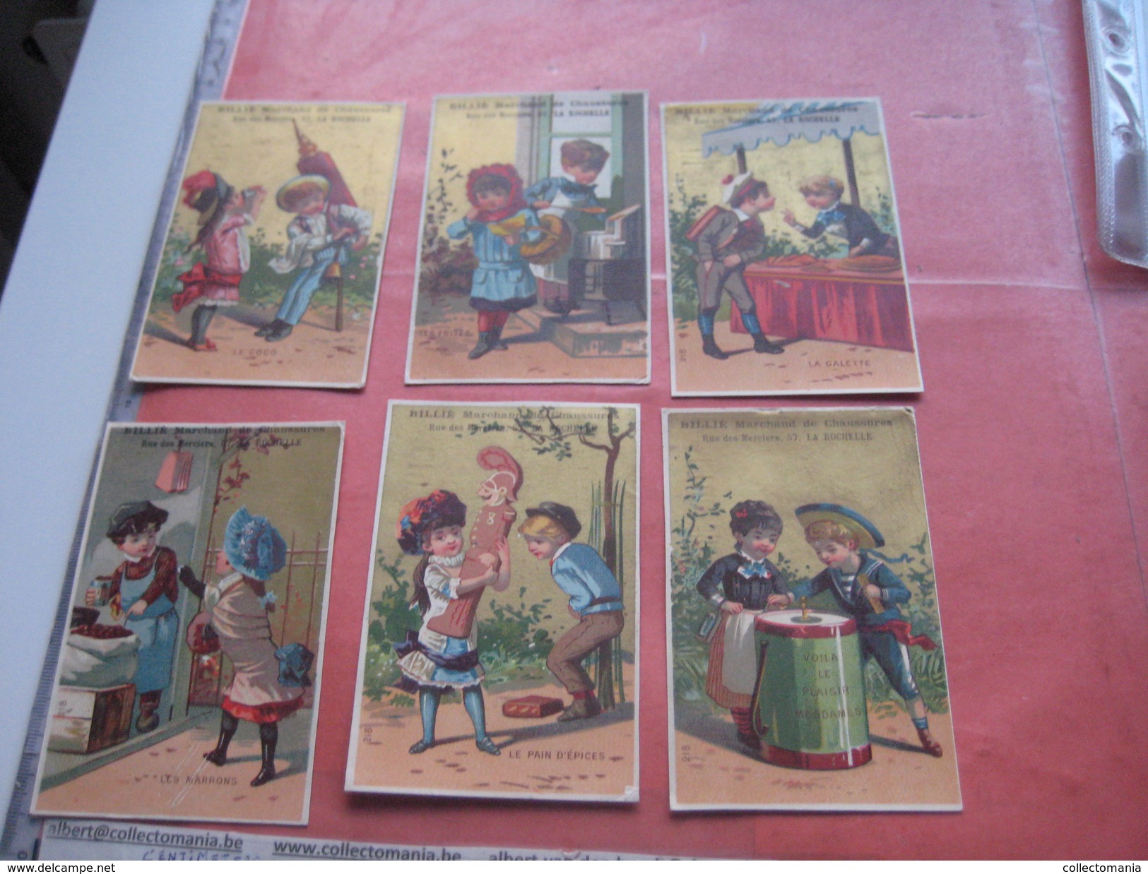 6 Litho Trade Cards Compl Set CR 2-1-2 Impr Courbe Rouzet HOMOGENE PUB C1880 BILLIE à La Rochelle - Old Professions Exc - Other & Unclassified