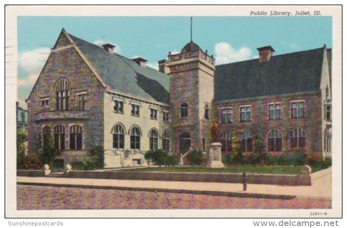 Illinois Joliet Public Library 1946 Curteich - Joliet