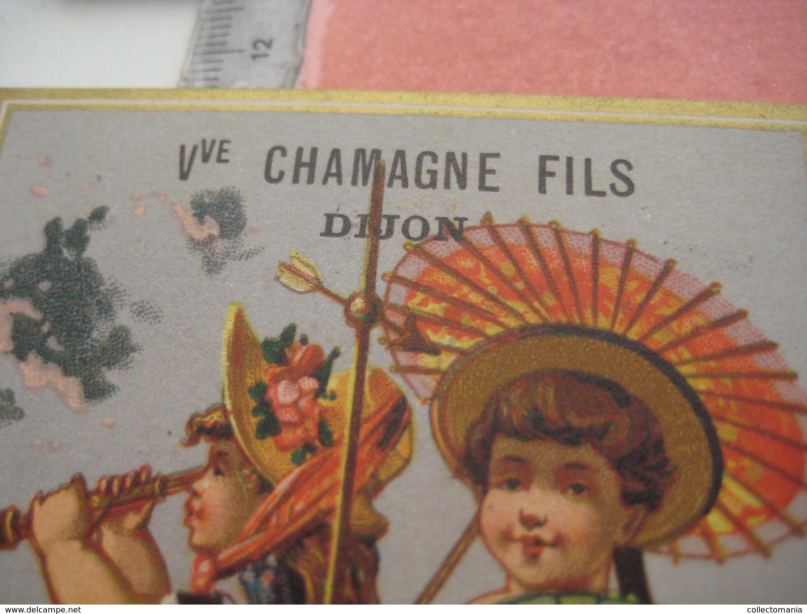 8 litho trade cards SERIE COMPLETE CR 2-2-21 impr Courbe Rouzet PUB Chamagne DECHAUX à Dijon c1880  weather Vane vent