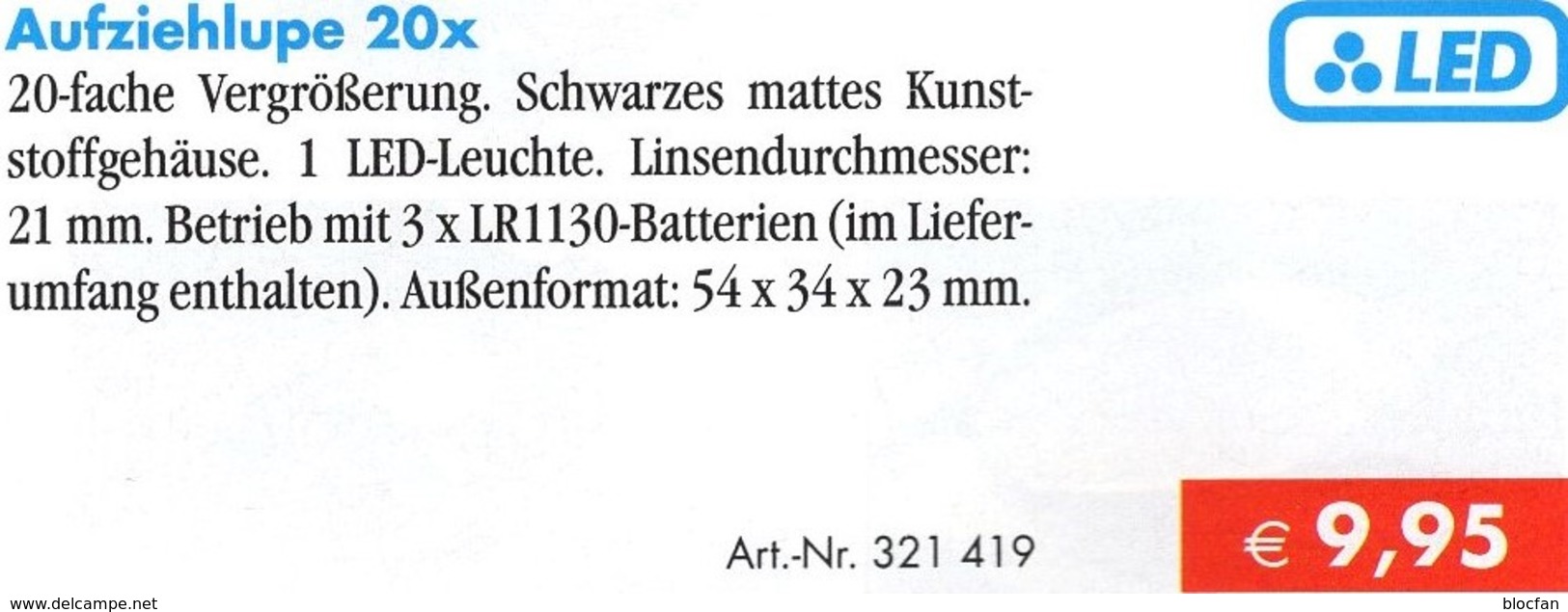 20xLupe Vergrößerung LED Licht-Aufziehlupe Neu 10&euro; Prüfen Von Briefmarken Münzen Paper Money LEUCHTTURM Offer Black - Zonder Classificatie