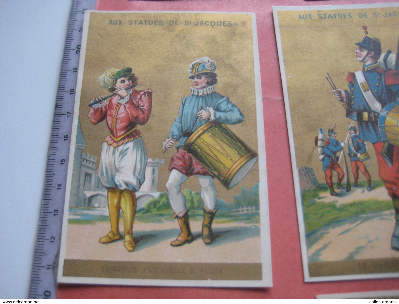 10 Litho Trade Cards Set  CR 2-2-1 Impr Courbe Rouzet PUB Delorme VICHY  C1880  Musique Tambours Militaires Humor - Autres & Non Classés