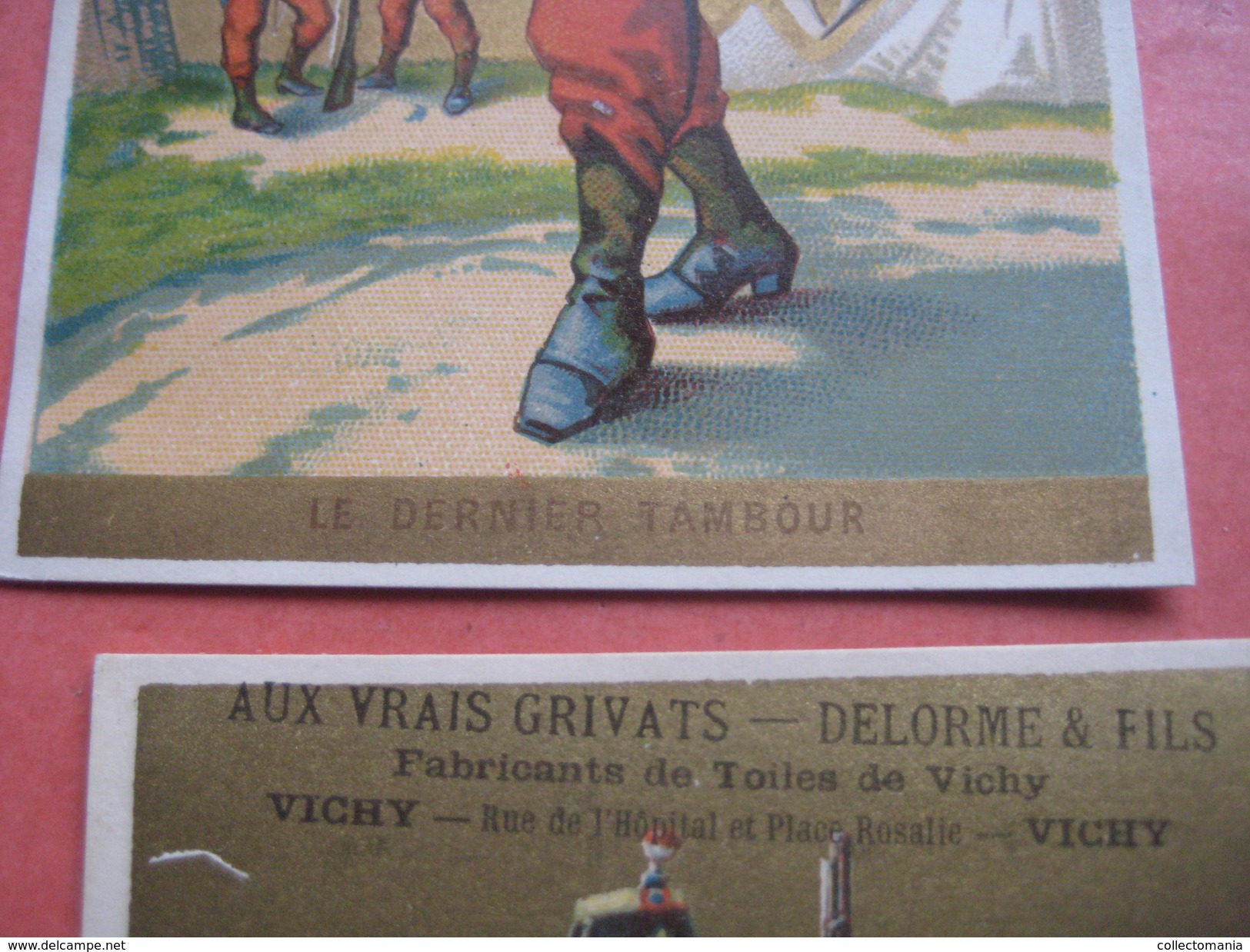 10 litho trade cards set  CR 2-2-1 impr Courbe Rouzet PUB Delorme VICHY  c1880  musique tambours militaires humor