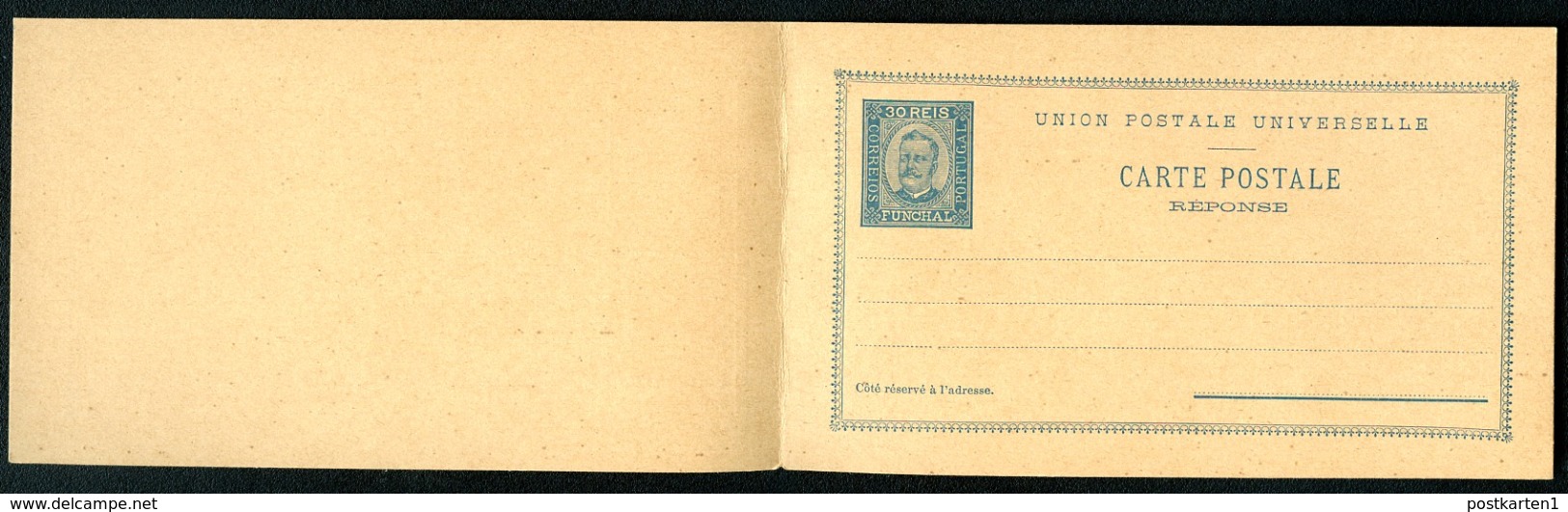 FUNCHAL Postal Card With Reply #6  30+30 Reis Mint Xf 1893 - Funchal