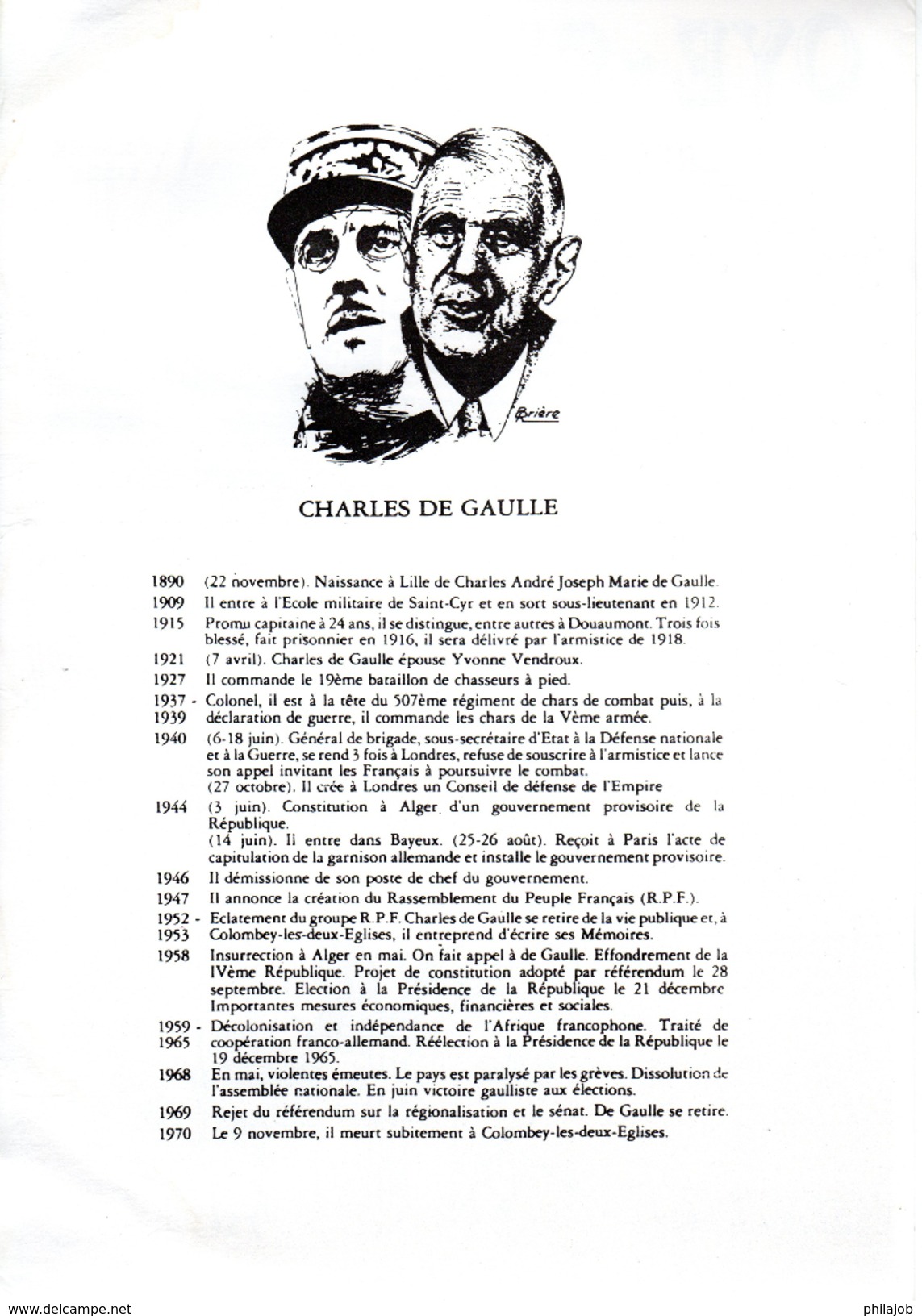 FRANCE 1990 : Encart 1er Jour R/V Rare : " DE GAULLE /  OYE PLAGE ". Voir état. - De Gaulle (General)