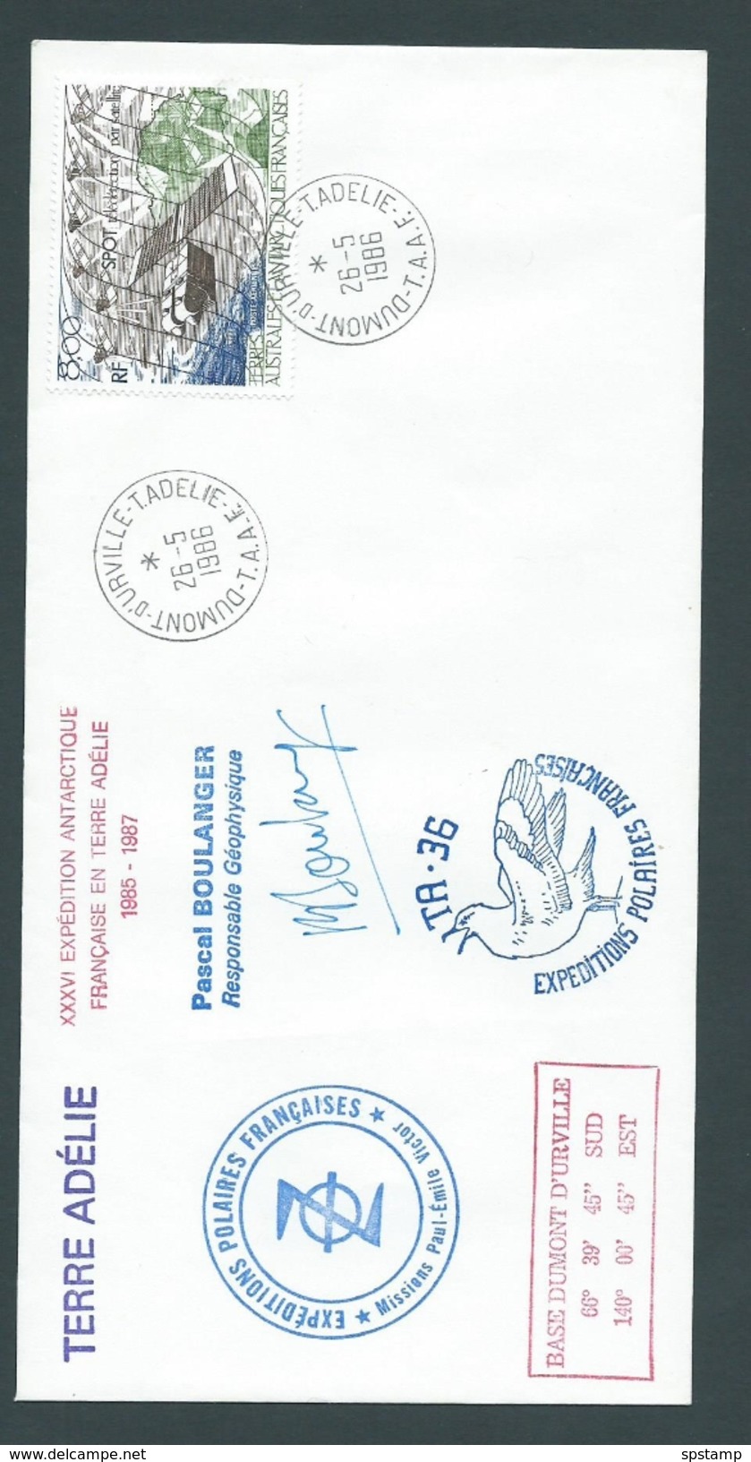French Antarctic Territory 1986 Satellite Multi Cacheted & Twice Signed FDC - FDC