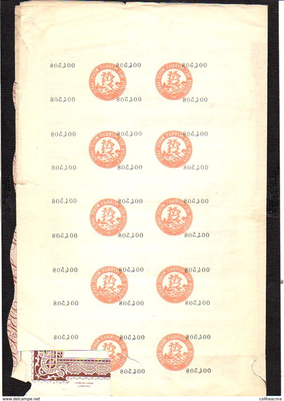 Action : Société Des Pétroles De Monté-Carlo: Part De Fondateur Au Porteur  1919. 29 Coupons.Notaire à Tourcoing - Oil