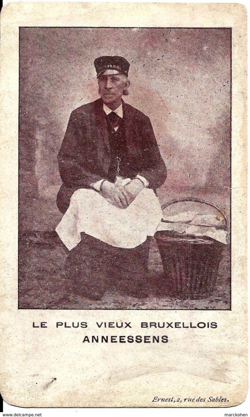BRUXELLES (1000) : Monsieur Anneessens, Marchand De Poisson, Le Plus Vieux Bruxellois. CPA Précurseurs Très Rare. - Straßenhandel Und Kleingewerbe