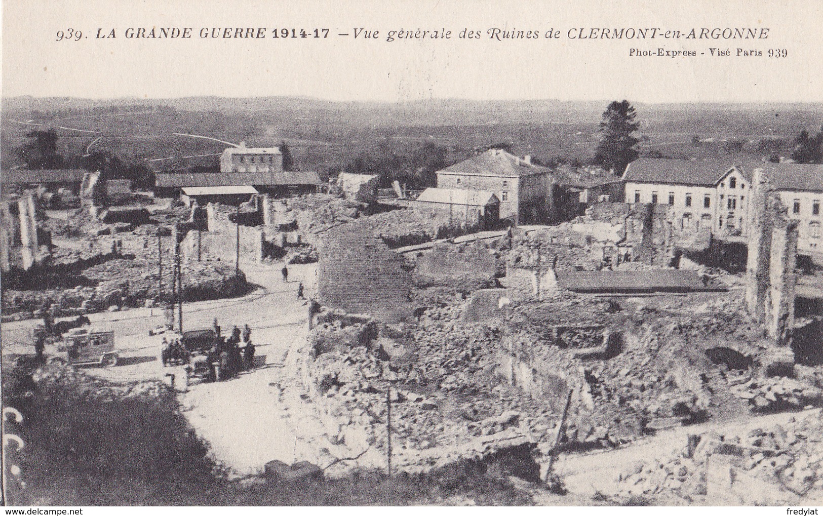 S-  GUERRE 14 17  COMMEMORATION JOURNEE DE LA MEUSE 1917 RUINES DE CLERMONT EN ARGONNE  VOIR CACHET ET VIGNETTE AU VERSO - Clermont En Argonne