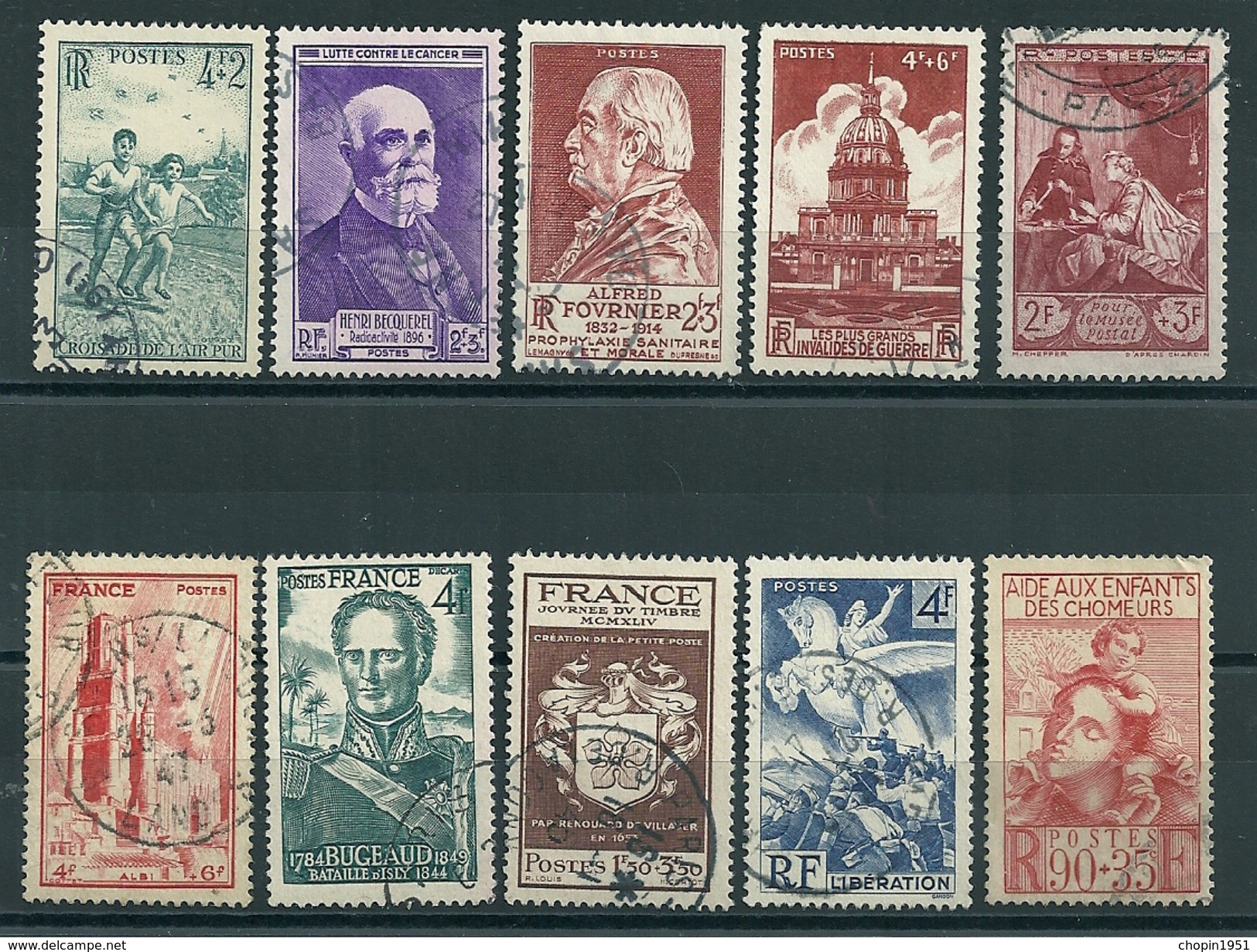 FRANCE - LOT DE 33 TIMBRES DES ANNÉES 40 - COTE : 24,45 E - Oblitérés