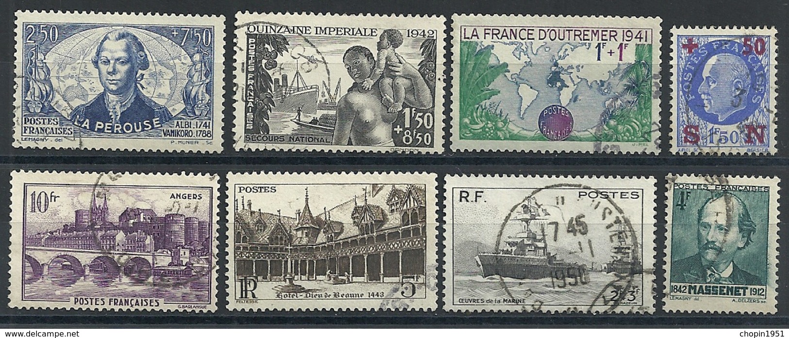 FRANCE - LOT DE 33 TIMBRES DES ANNÉES 40 - COTE : 24,45 E - Oblitérés