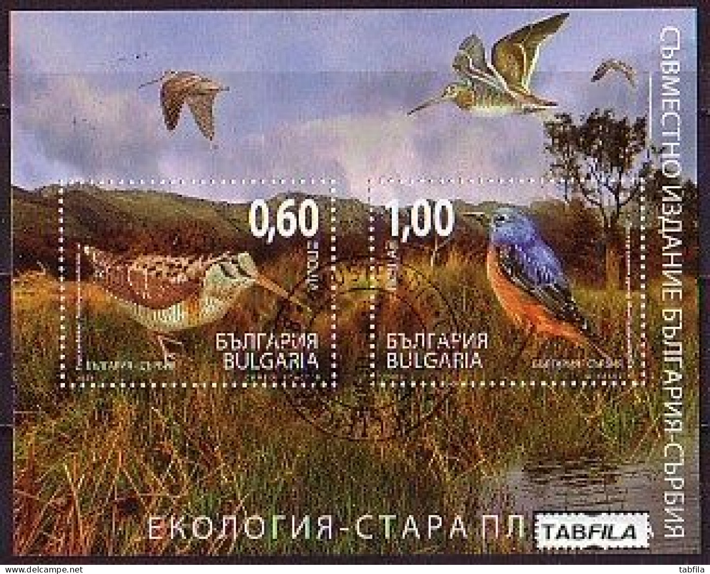 BULGARIA - 2009 - Ecology - Oiseaux - Emision Commune - Bulgarie - Serbien - Bl Obl - Usados