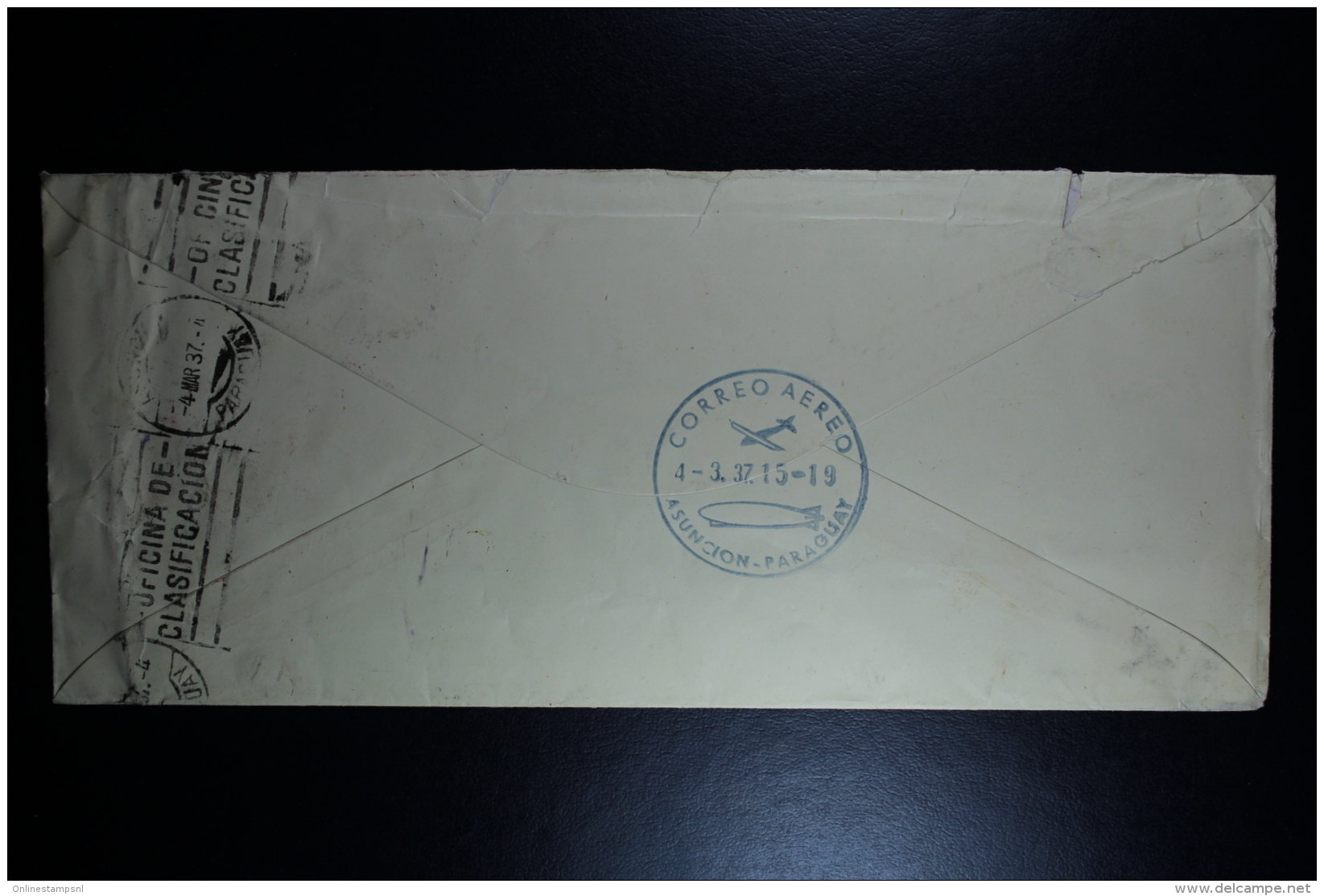 GB Airmail Cover 1937 On His Britannic Majesty's Service London-&gt; Paraquay 3-strip Sea Horses Lufthansa  RR - Briefe U. Dokumente