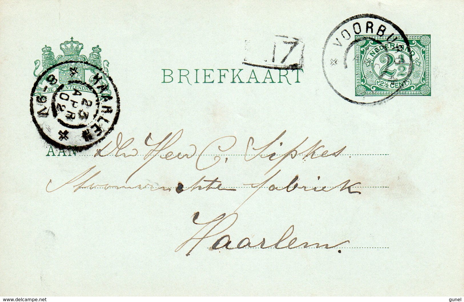 1902 Grootrond VOORBURG  Op Bk Naar Haarlem - Poststempels/ Marcofilie