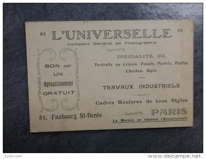 75 PARIS L'UNIVERSELLE, Photographie, BON Pour Un Agrandissement Gratuit , Carte Vers 1900 ? ; Ref 877 VP26 - Autres & Non Classés