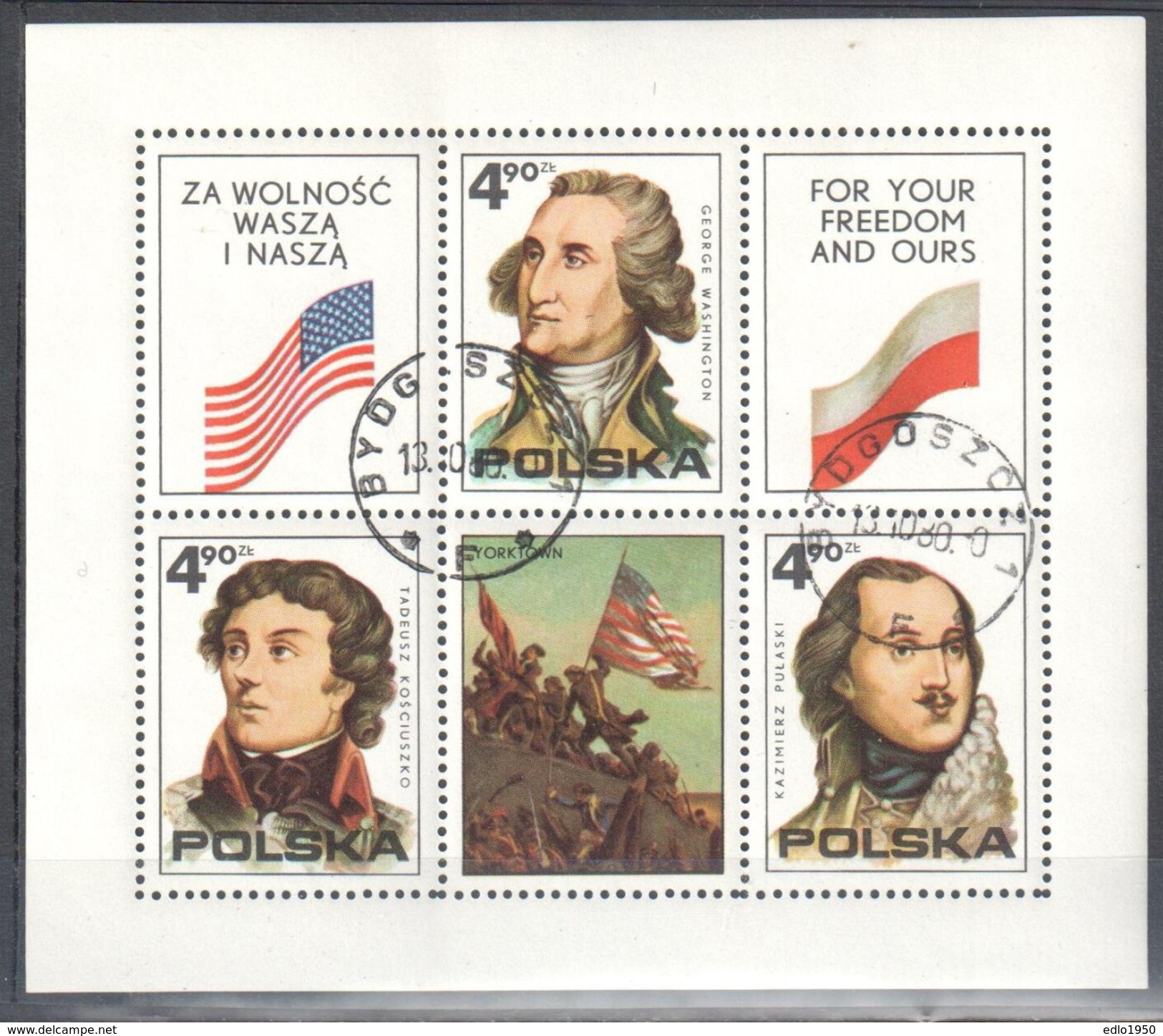 Poland 1975 American Revolution - Mi M/s 63  - Used - Blokken & Velletjes