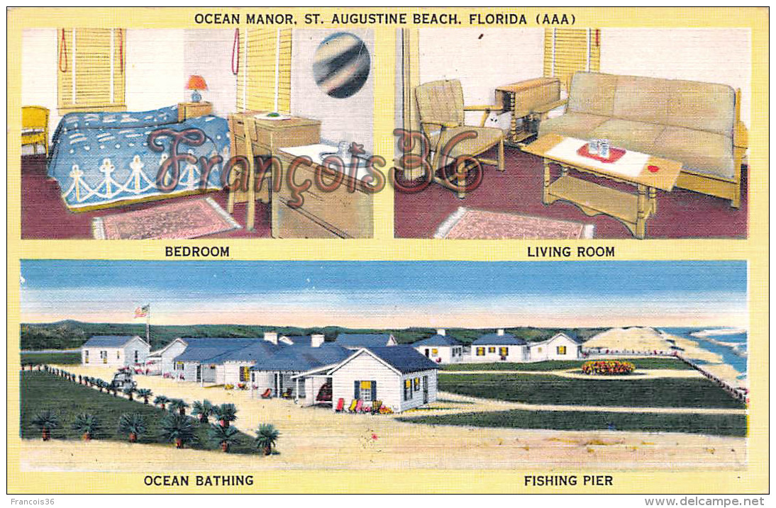 Ocean Manor - St Saint Augustine Beach - Florida FL - Bedroom Living Room Ocean Bathing Fishing Pier - St Augustine