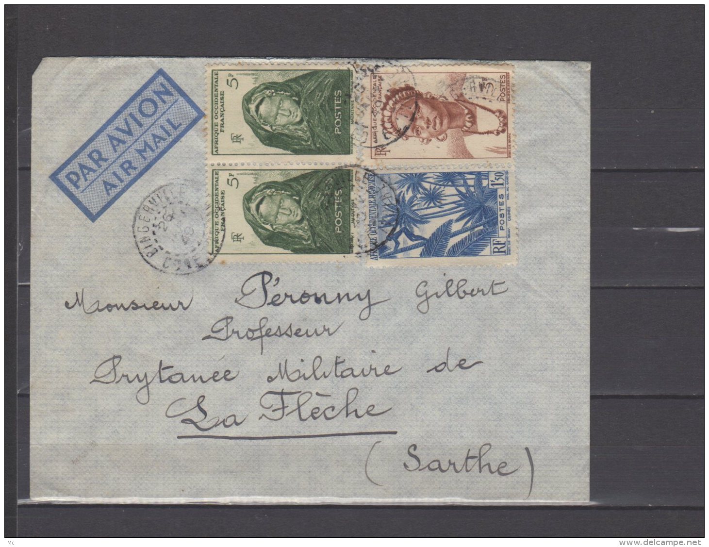 AOF  - N° 32 , 34 Et 37 X2 Obli/sur Lettre Voyagée Pour La France -  26 / 01 / 1949 - Lettres & Documents