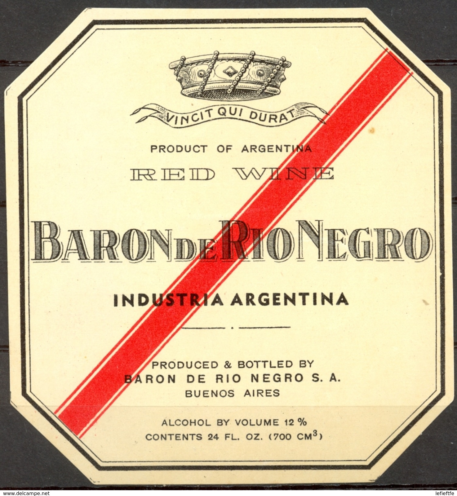 982 - Argentine - Baron De Rio Negro - Red Wine - Industria Agentina - Baron De Rio Negro - Buenos Aires - Rouges