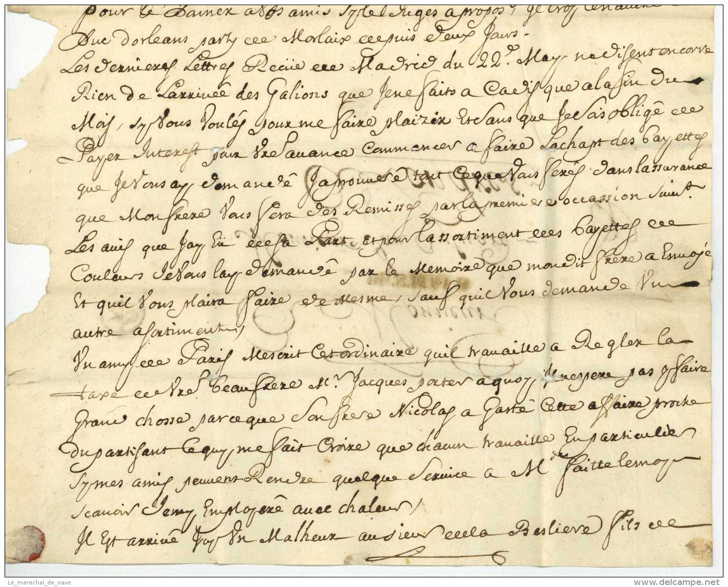 1698 SAINT-MALO Pour LONDRES London Gaubert Aylward Galions Cadiz Morlaix Madrid De La Lande - ....-1700: Précurseurs