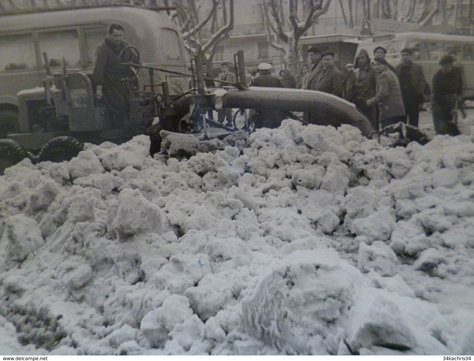 Photo Originale 83 Toulon Autobus Hyères Toulon Neige Déblaiement Rare 14.8 X 9.7 - Lieux