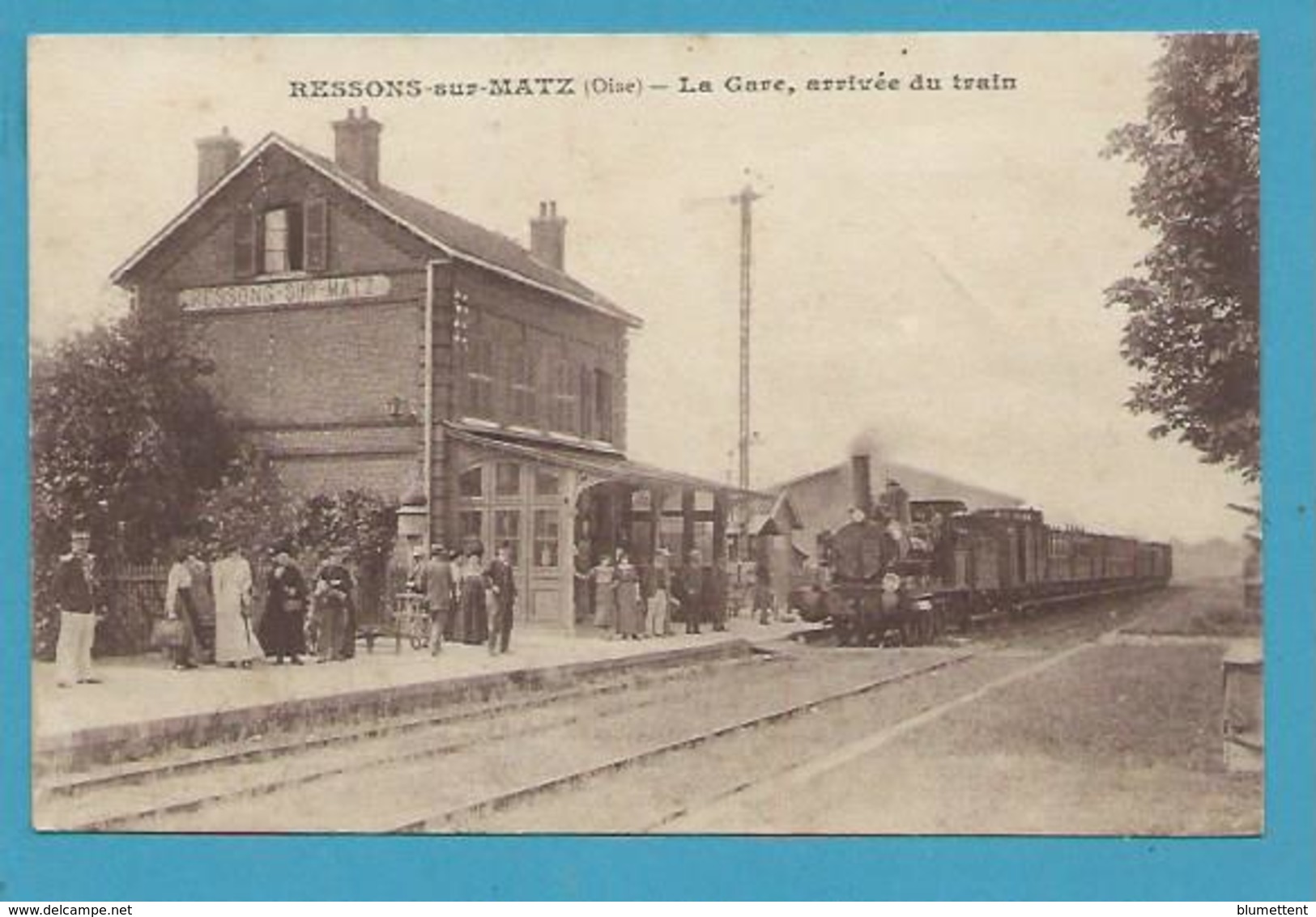 CPA - Chemin De Fer Arrivée D'un Train En Gare De RESSONS-SUR-MATZ 60 - Ressons Sur Matz