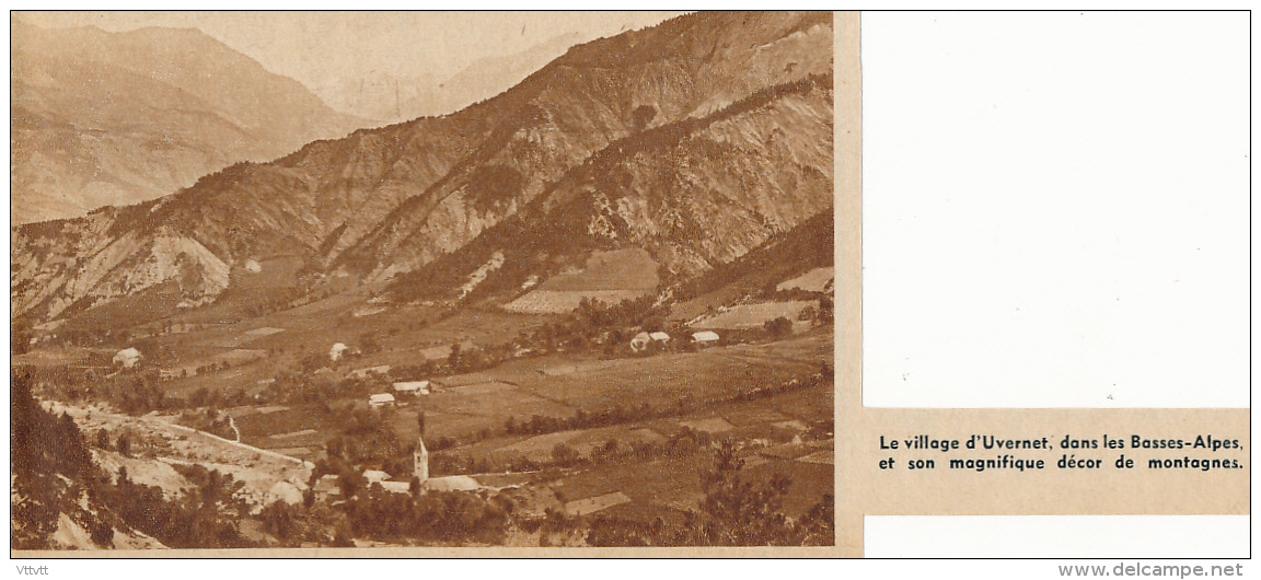 Photo (1951) : UVERNET (Alpes De Haute-Povence), Le Village Et Son Magnifique Décor De Montagnes (8,5 Cm X 12,5 Cm) - Non Classés