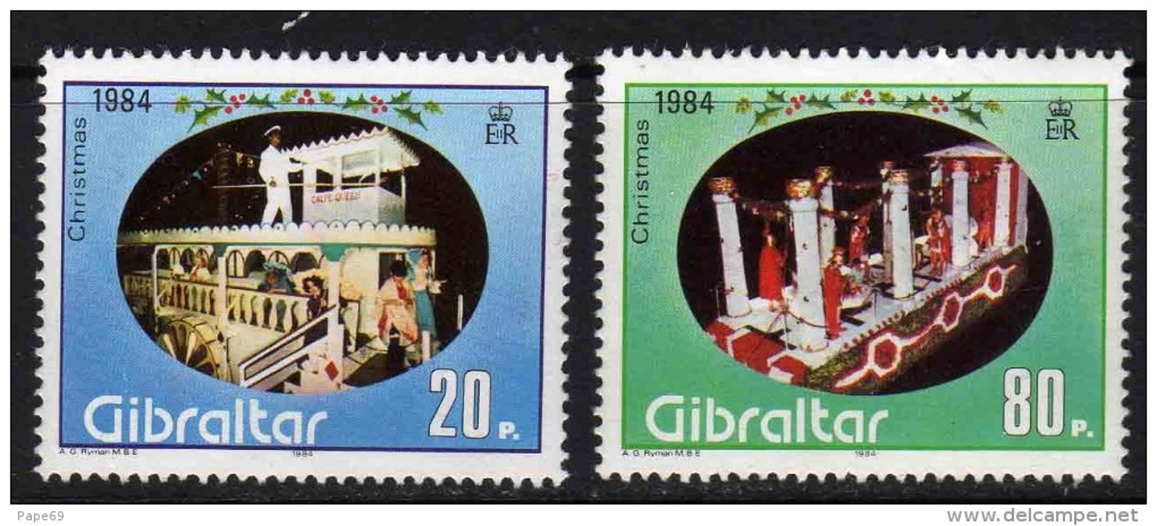 Gibraltar N° 493 / 94  XX  Noël, Les 2 Valeurs Sans Charnière, TB - Gibraltar