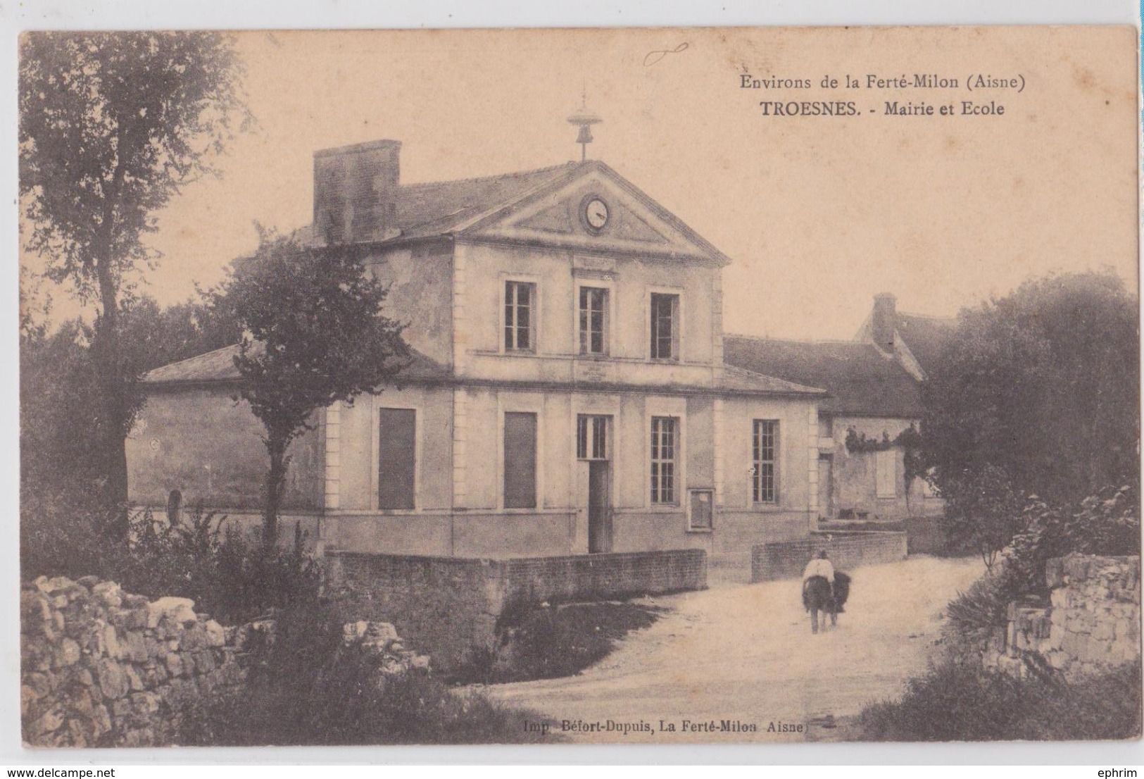 TROESNES (Aisne) - Mairie Et Ecole - Cachet Militaire Service Des G.V.C. Subdivision De Soissons Groupe 1 VIe Région - Sonstige & Ohne Zuordnung