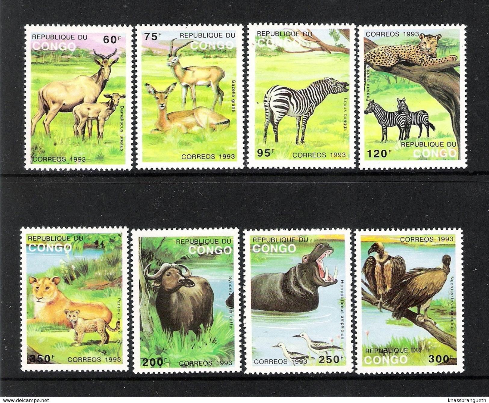 CONGO REPUBLIQUE DU (1993) - LOT OF 8V (**MNH) - ANIMAUX D'AFRIQUE / AFRICAN WILDLIFE - Autres - Afrique