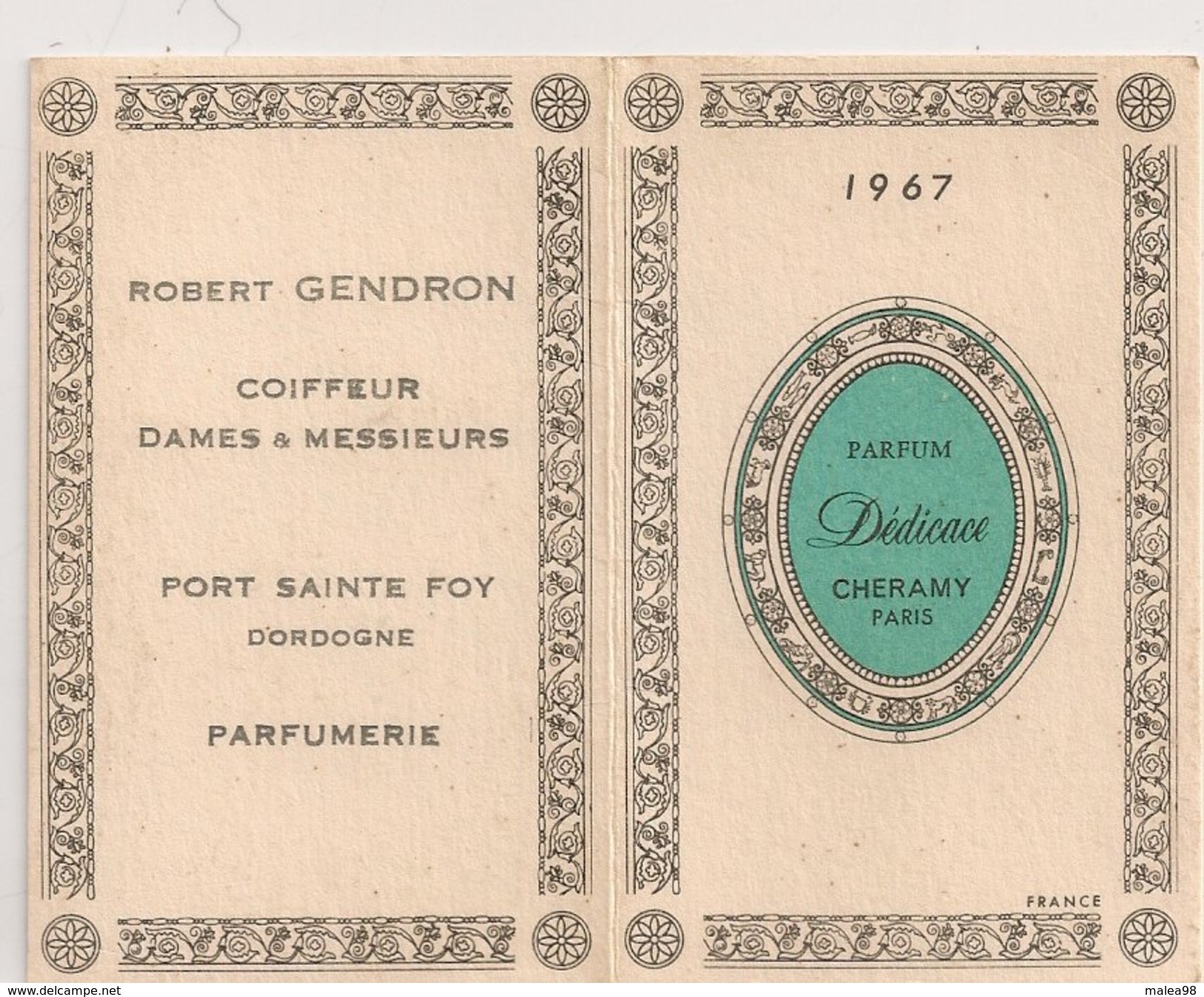 PETIT CALENDRIER ,,,,PARFUM  " DEDICACE  " CHERAMY   PARIS,,,,  1967,,,TBE - Petit Format : 1961-70