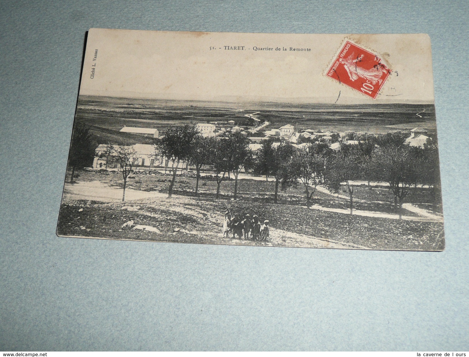 Rare CPA 191?, Carte Postale, Algérie, Tiaret, Quartier De La Remonte, Animée D'un Groupe D'enfants - Tiaret