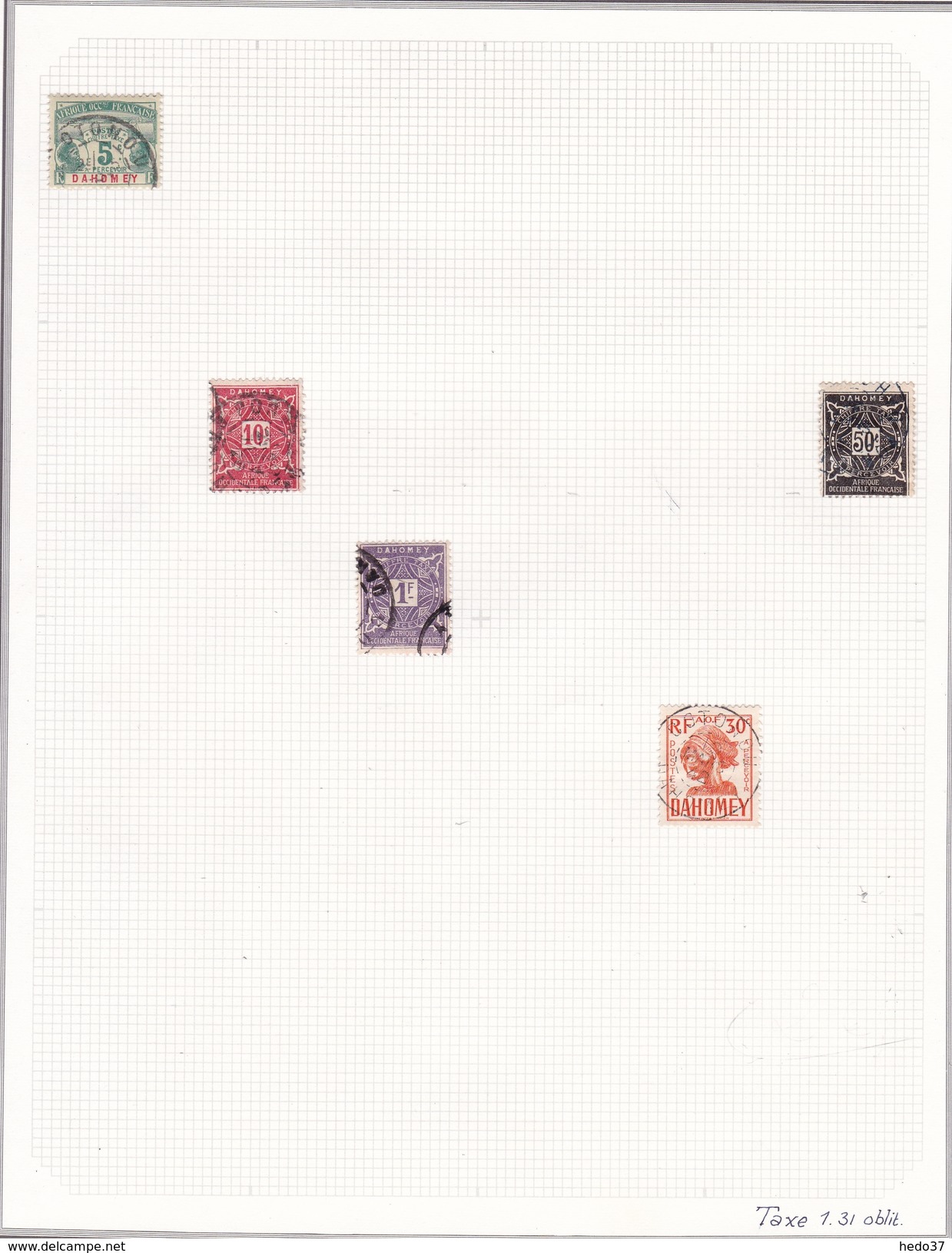 Dahomey - Collection timbres oblitérés - 14 scans