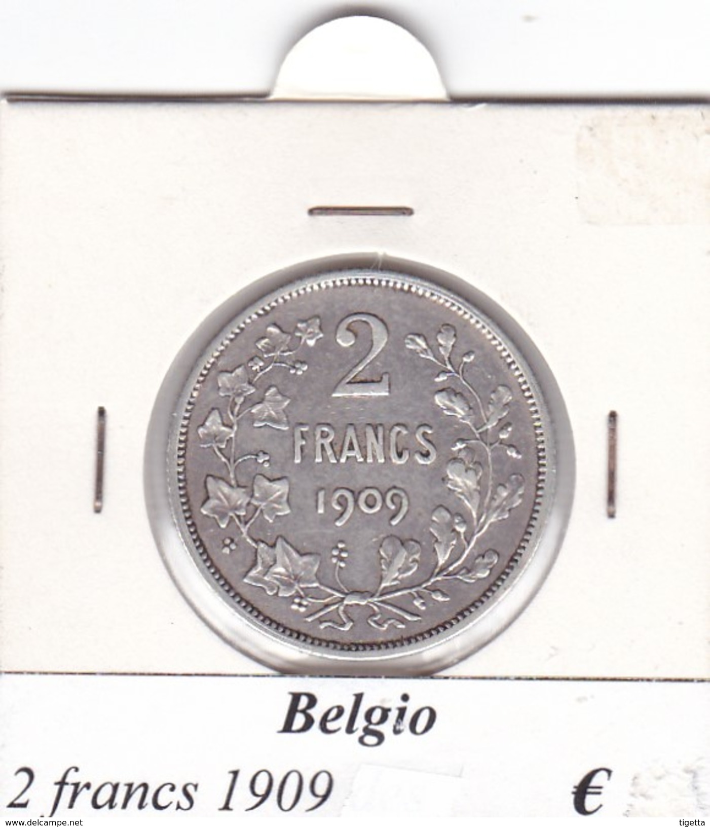 BELGIO   2 FRANCS 1909  COME DA FOTO - 2 Frank