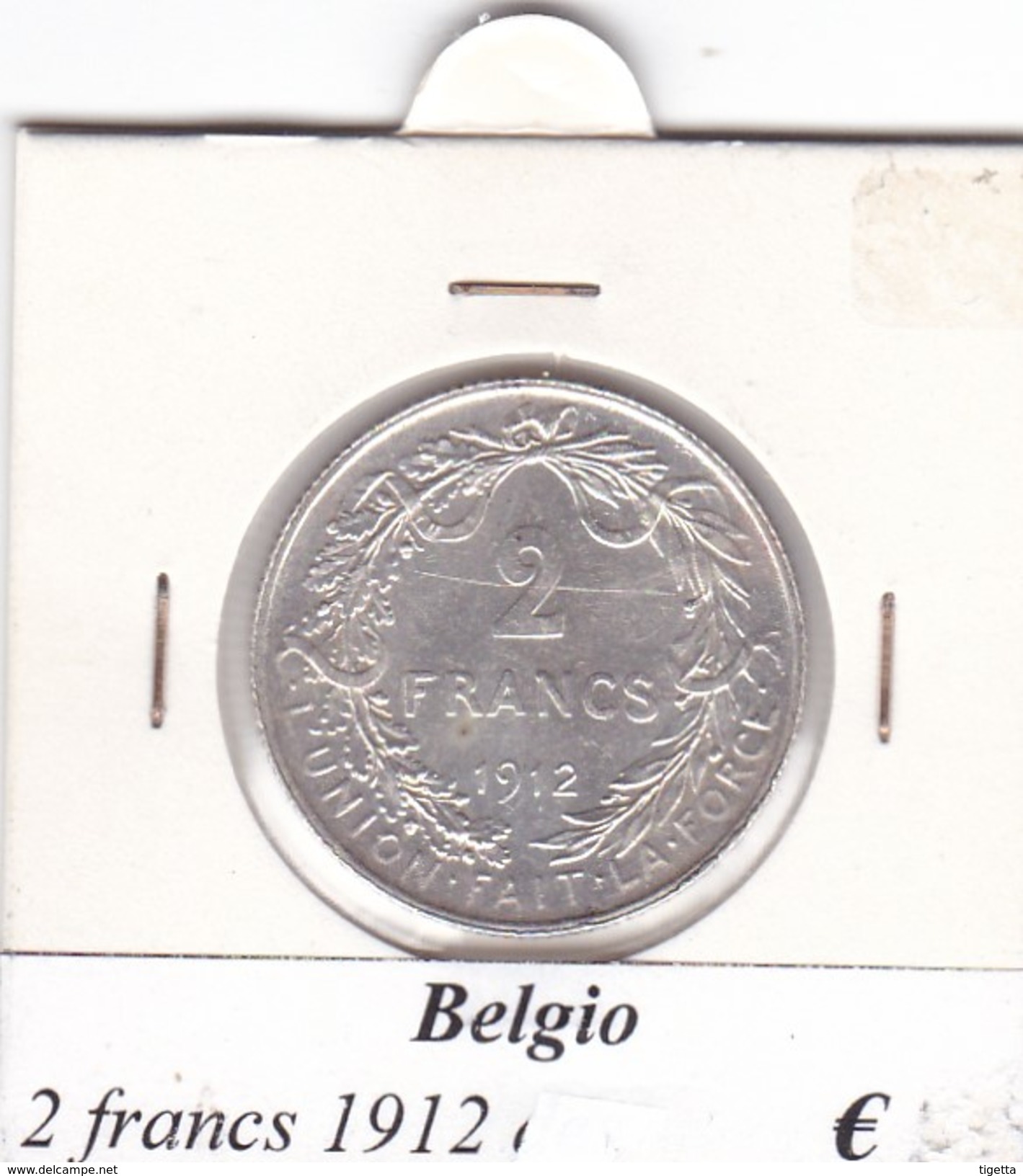 BELGIO   2 FRANCS 1912  COME DA FOTO - 2 Francs