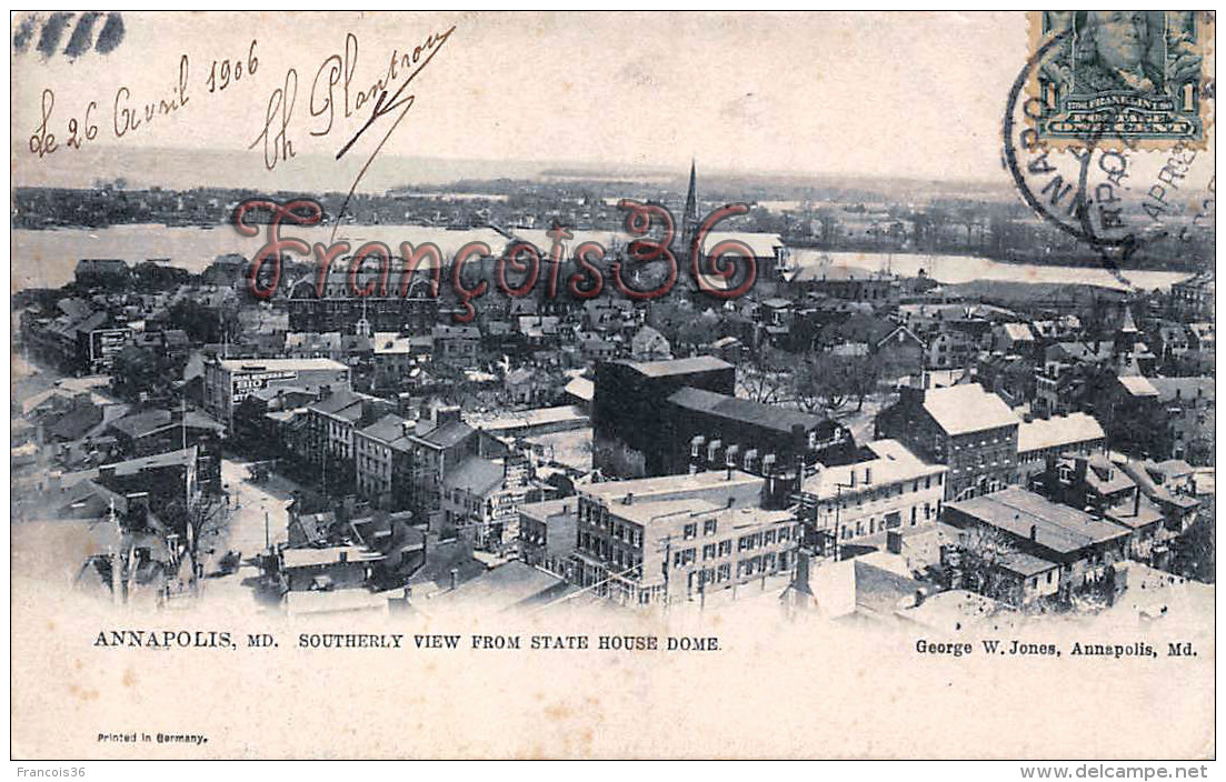 Annapolis - MD Maryland - Southerly View From State House Dome 1906 - Annapolis