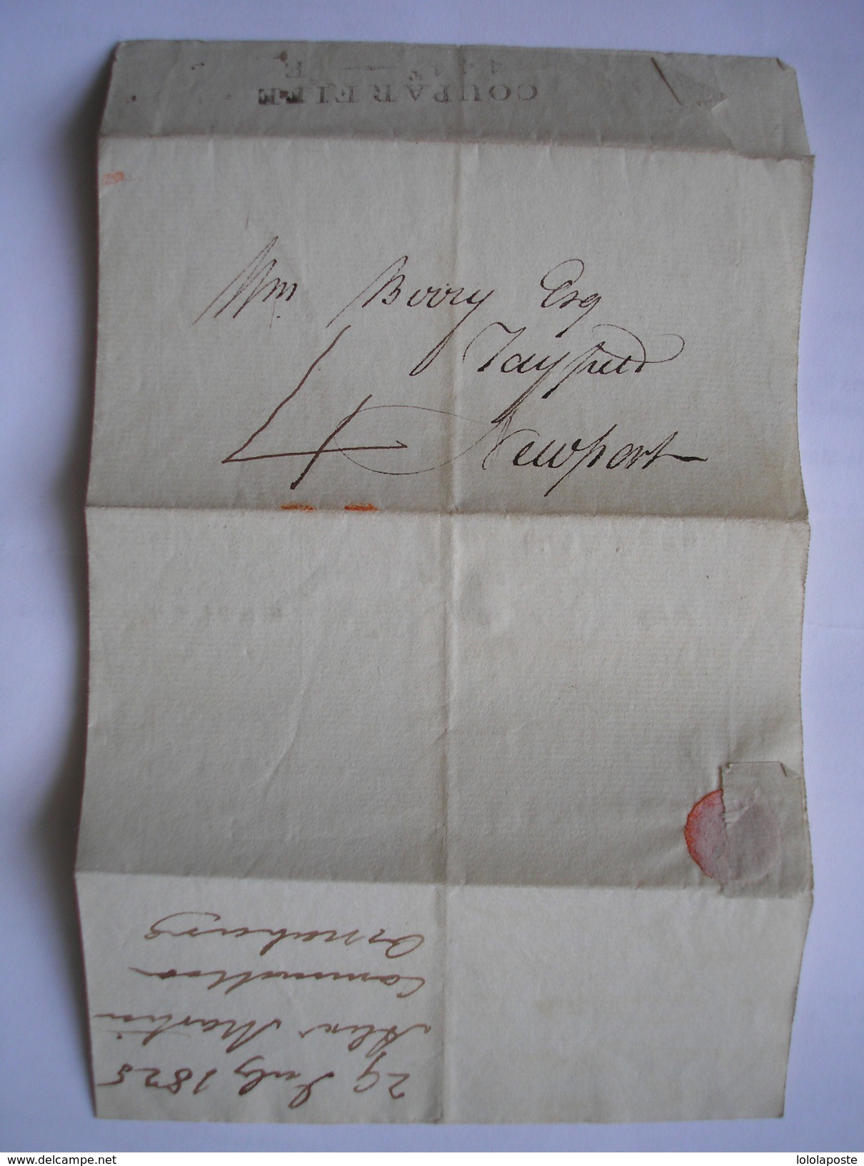 U.K. - LAC Du 29 Juil. 1825  Voir Cachet Couparfife Et Taxe Manuscrite 4 - ...-1840 Préphilatélie