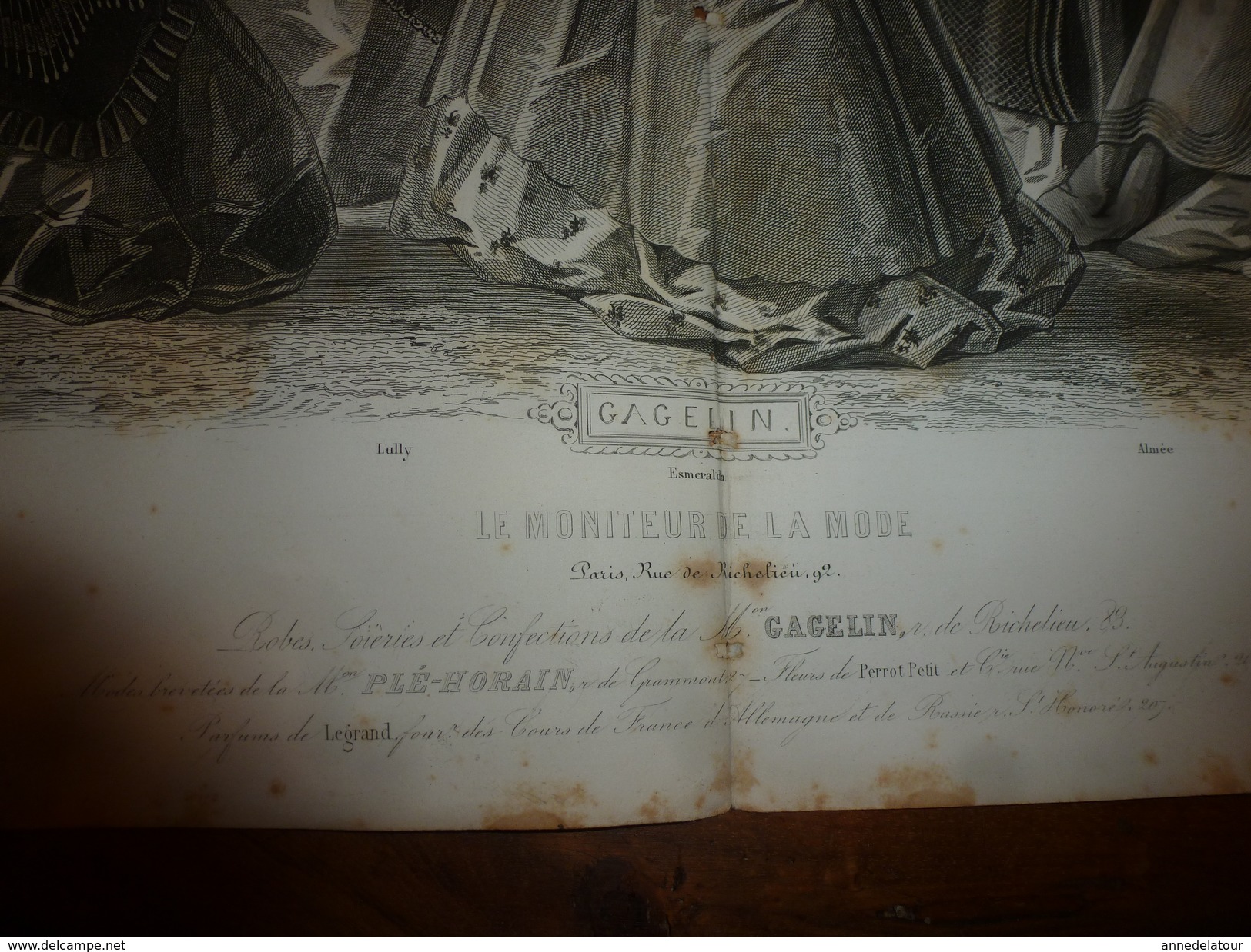 1861-1862  Gravure avec notice  : Planche de Confection de la Maison GAGELIN (manteaux,chapeaux,pardessus,capote,etc)