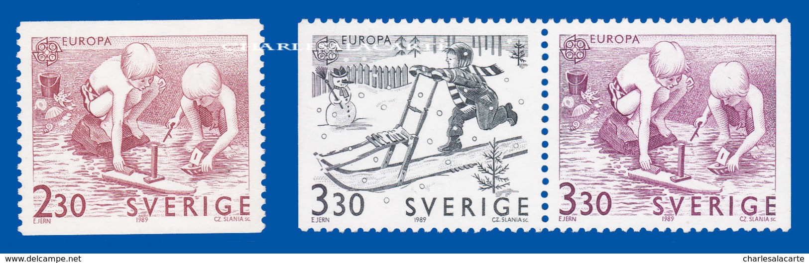 SWEDEN 1989 EUROPA  CHILDREN AT PLAY  U.M.  FACIT 1556-1558 - Neufs