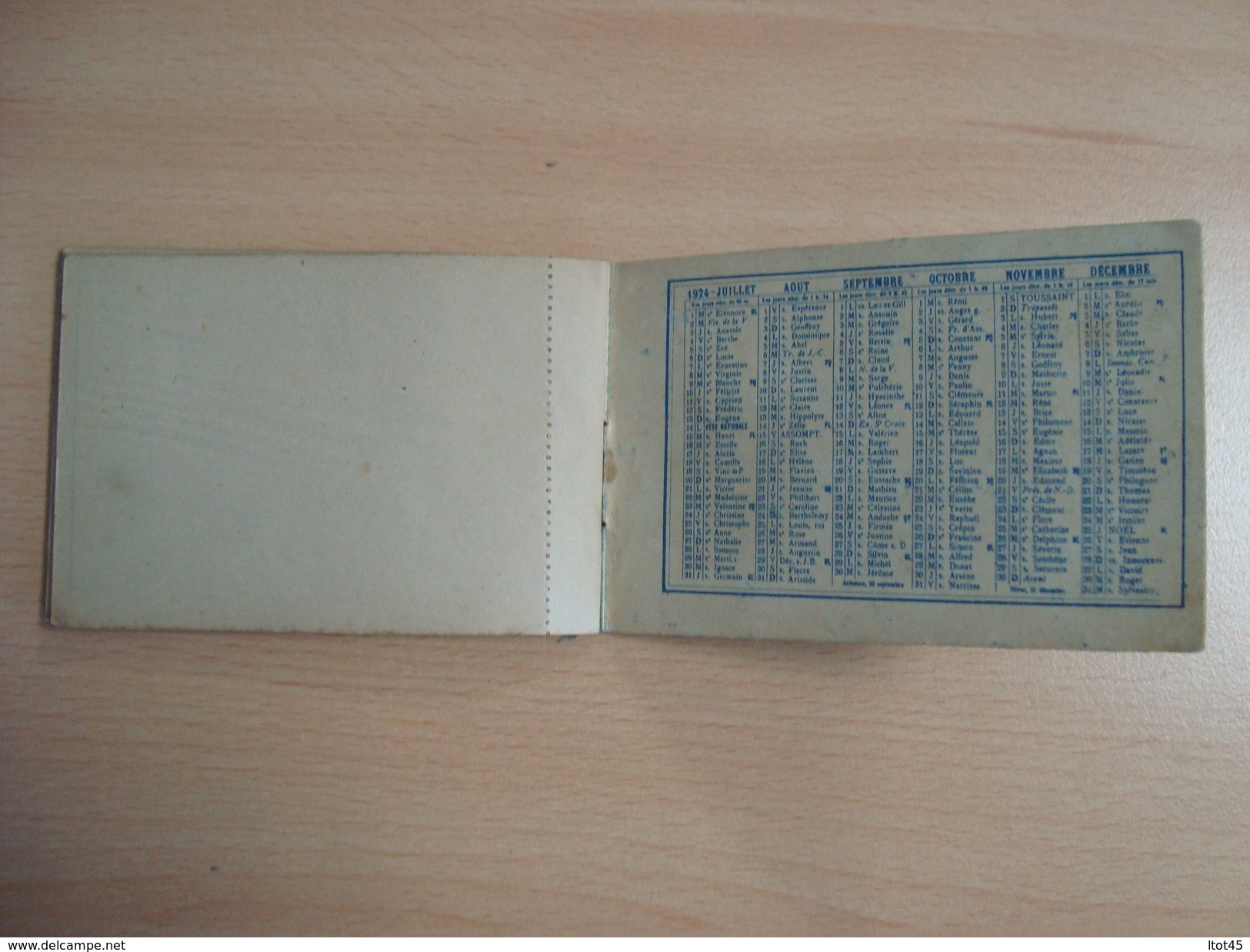 Calendrier Carnet Complet  DELOSO 1924 - Petit Format : 1921-40