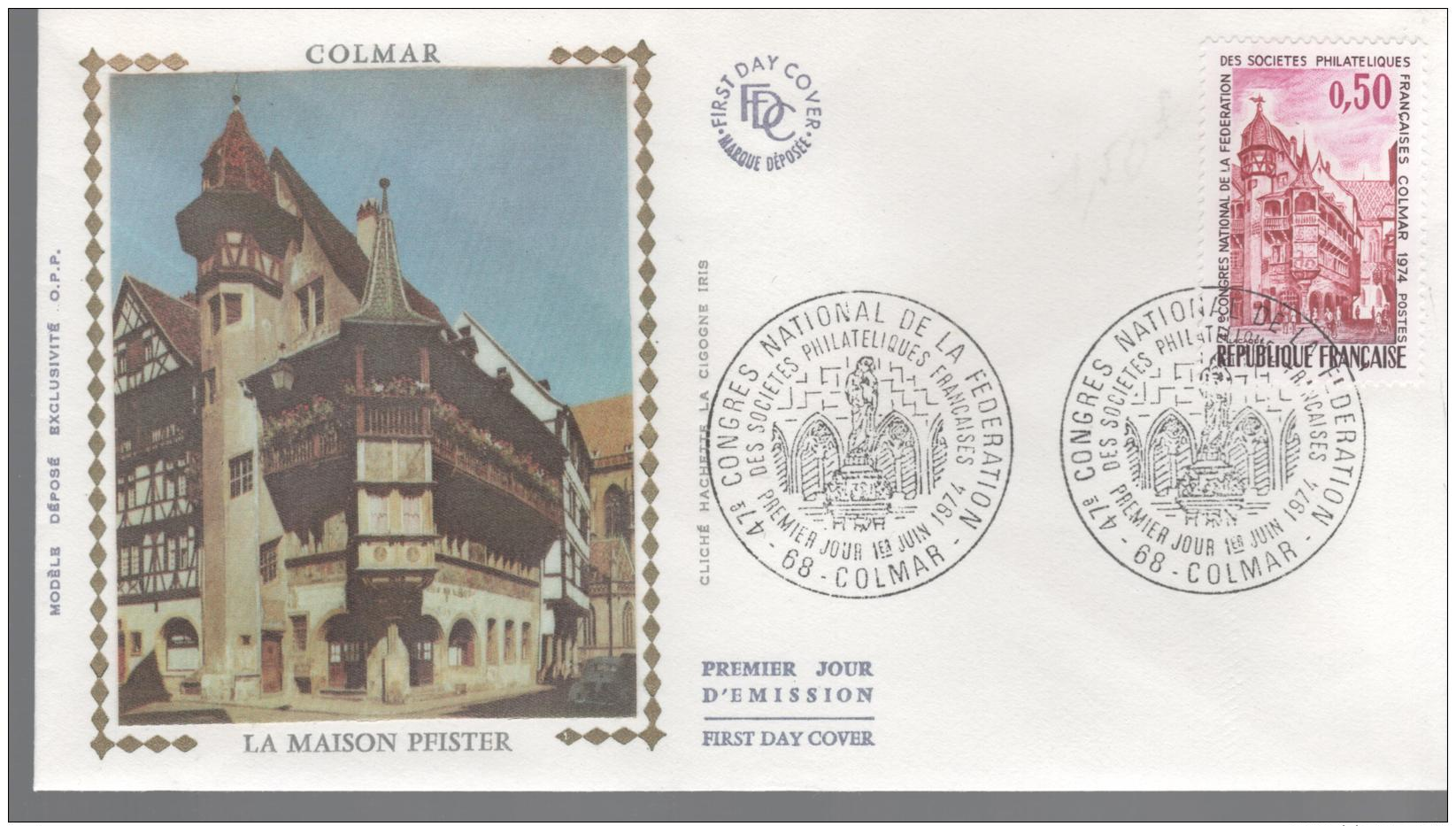 France - FDC 1er Jour - 1er JUIN 1974  - 88 COLMAR - 1970-1979