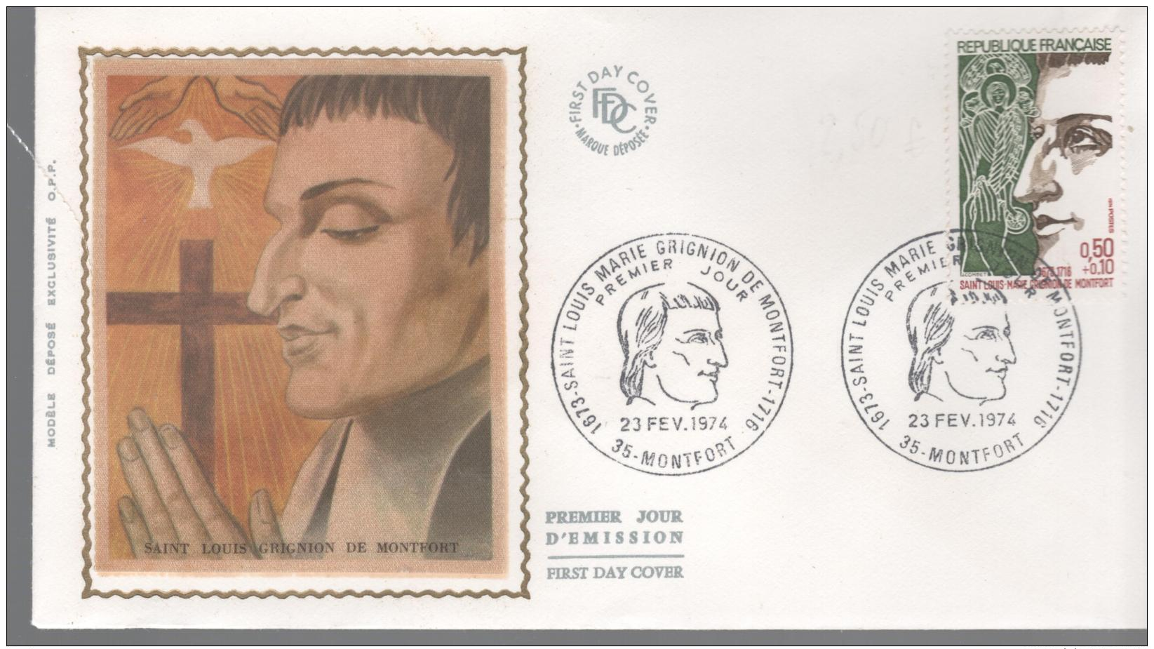 France - FDC 1er Jour - 23 FEV 1974  - 35 MONTFORT - 1970-1979