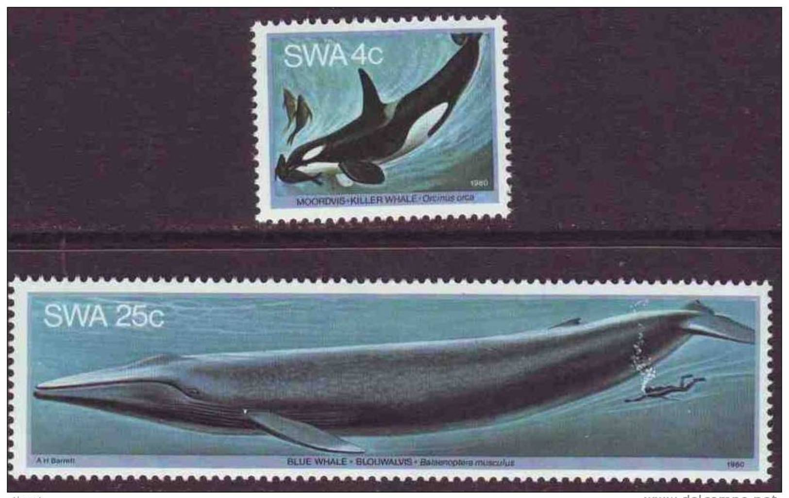 D90819 South West Africa 1980 MAMMALS WHALES Scuba Octypus MNH Set  - SWA Namibia Namibie Sudwes Afrika - Namibië (1990- ...)