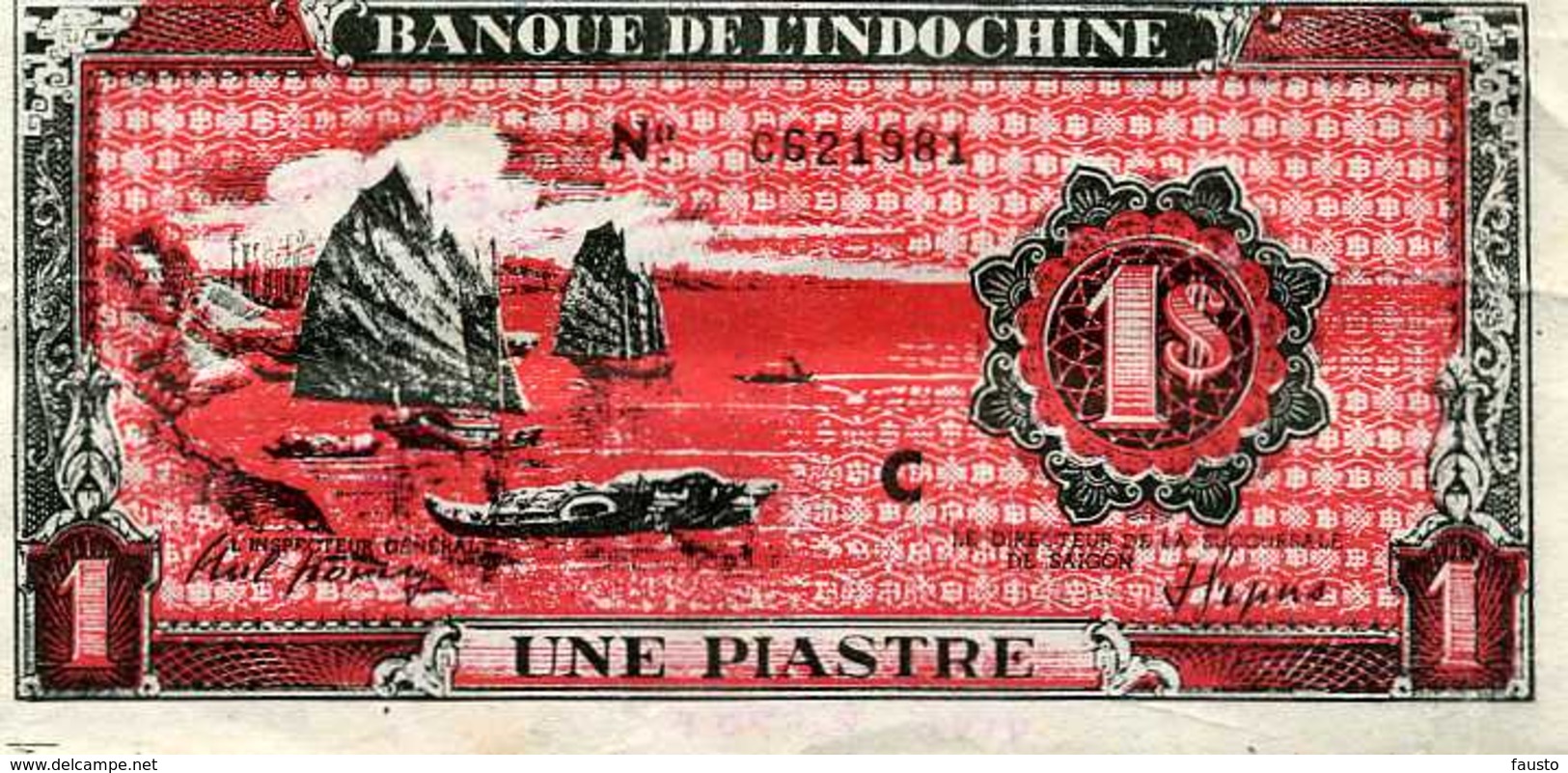 Faux Billet De Propagande Banque De L'indochine Une Piastre - Indochine