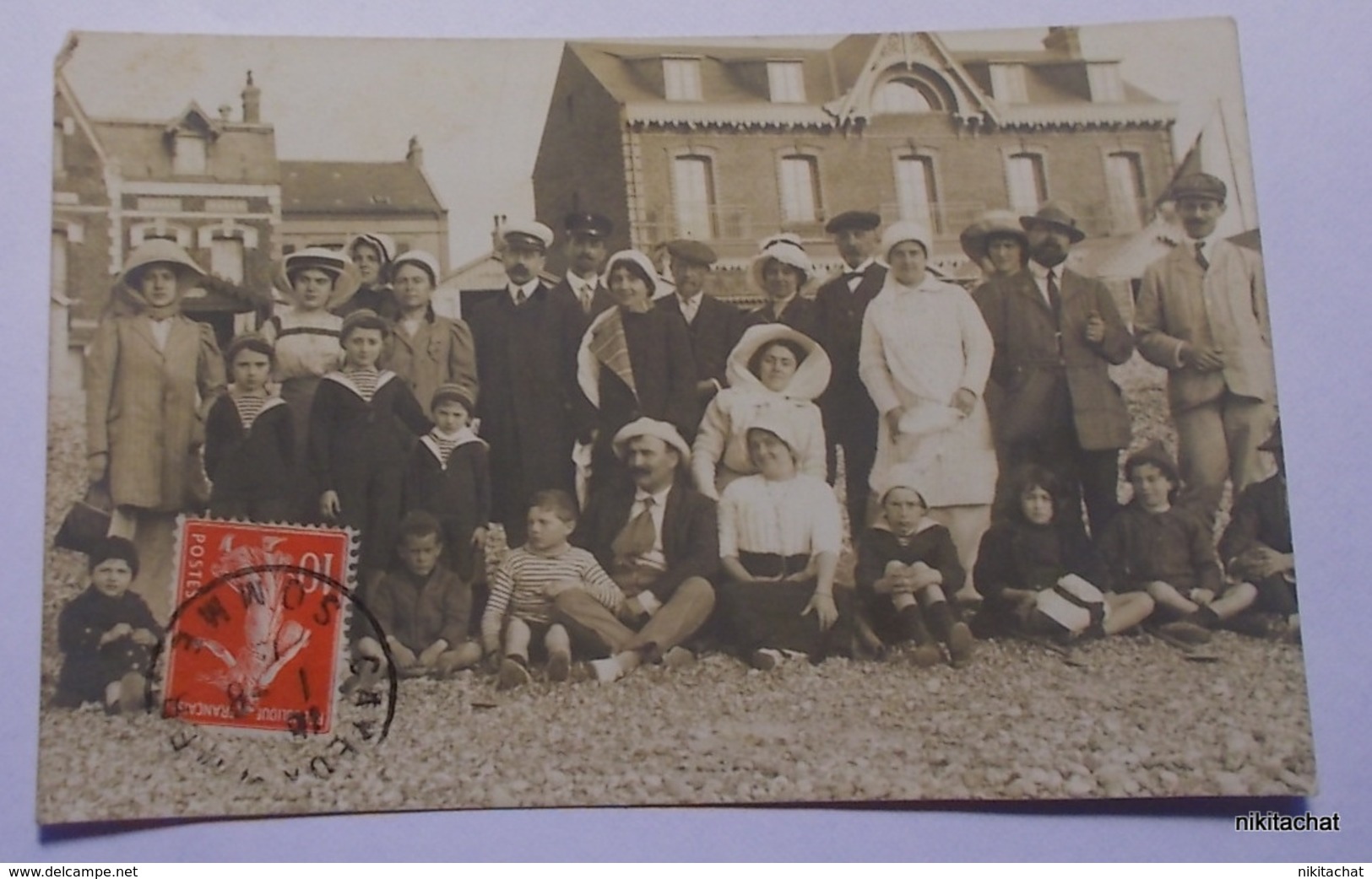 CAYEUX SUR MER-Groupe De Personnes Sur La Plage-Eté 1912-Carte Photo - Cayeux Sur Mer