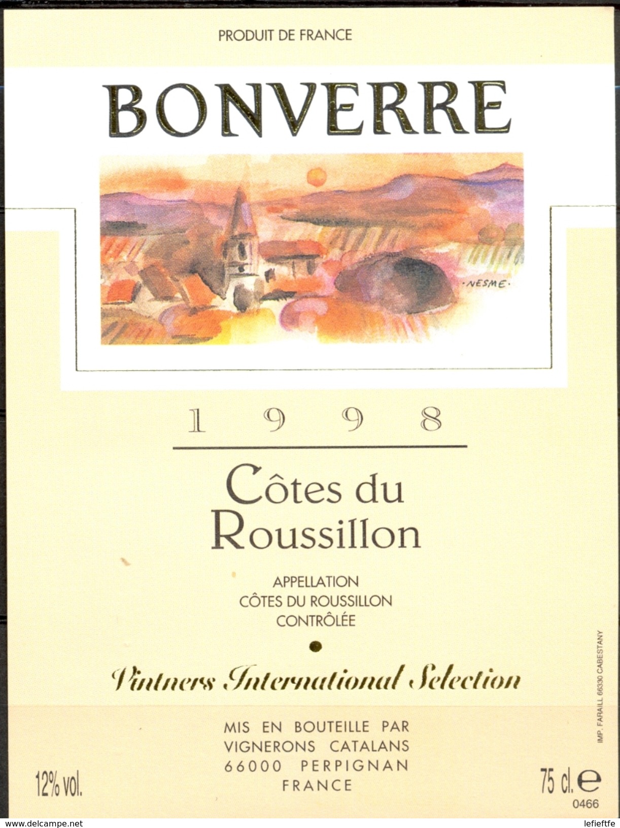 493 - France - 1998 - Côtes Du Roussillon - Bonverre - Pintners International Selection - Vignerons Catalans Perpignan 6 - Languedoc-Roussillon